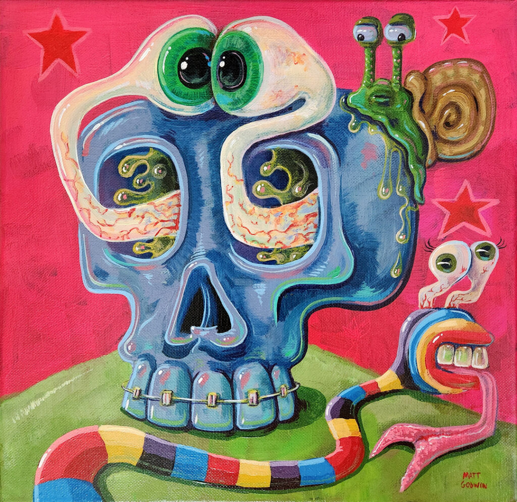 'On Skull Berry Hill' by Matt Godwin, UV Varnished Acrylic on Stretched Canvas, 12"x12" (5/8" deep)