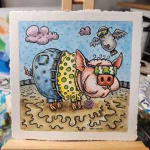 Cool Pig and Bird Friends, 6"x6"