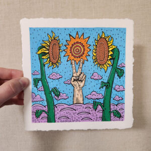 Peace Sign with Sunflowers, 6"x6"