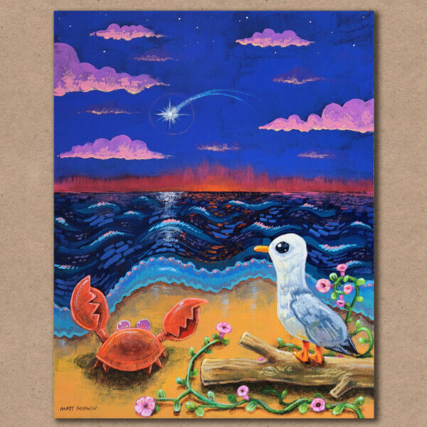 beach friends at first light original acrylic painting on canvas by matt godwin 11x14 - Buy Art for Sale By Artist - Handmade in South Florida USA