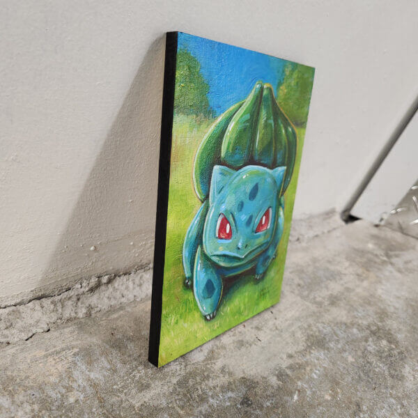 bulbasaur original acrylic painting on wood by matt godwin 5x7 - Buy Art for Sale By Artist - Handmade in South Florida USA