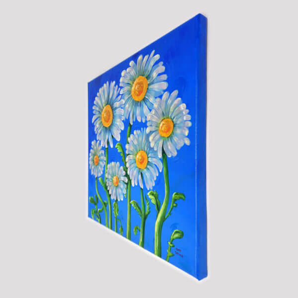 daisies original acrylic painting on canvas by matt godwin 12x12 - Buy Art for Sale By Artist - Handmade in South Florida USA