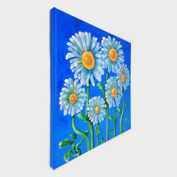 daisies original acrylic painting on canvas by matt godwin 12x12 - Buy Art for Sale By Artist - Handmade in South Florida USA