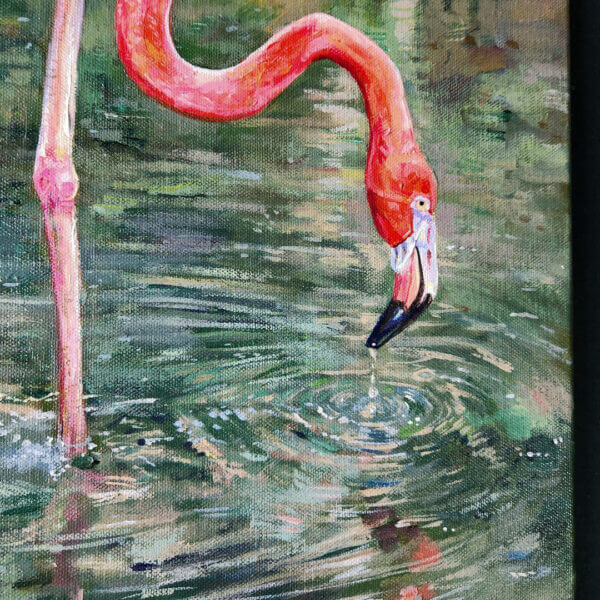 flamingo original acrylic painting on canvas by matt godwin 16x20 - Buy Art for Sale By Artist - Handmade in South Florida USA