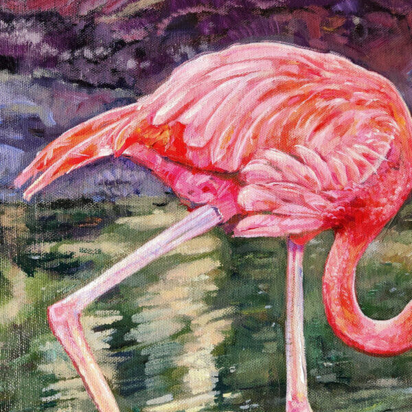 flamingo original acrylic painting on canvas by matt godwin 16x20 - Buy Art for Sale By Artist - Handmade in South Florida USA