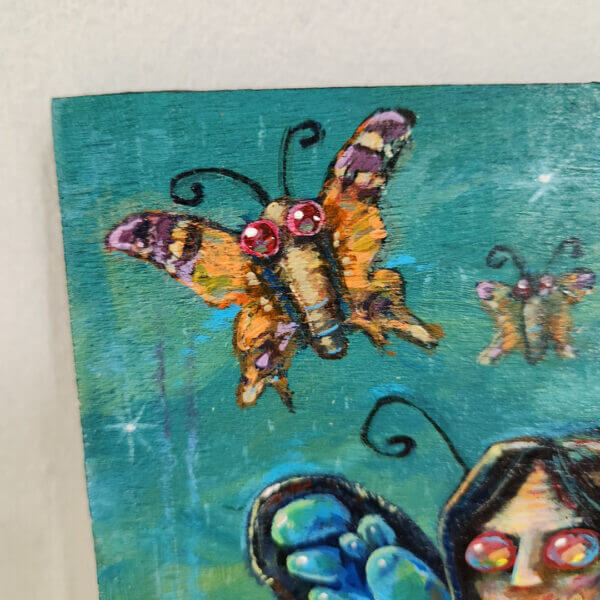 horror butterfly fairy original acrylic painting on wood by matt godwin 5x7 - Buy Art for Sale By Artist - Handmade in South Florida USA