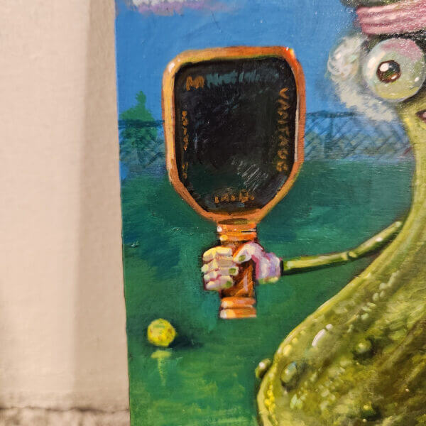 pickleball champ original acrylic painting on wood by matt godwin 5x7 - Buy Art for Sale By Artist - Handmade in South Florida USA