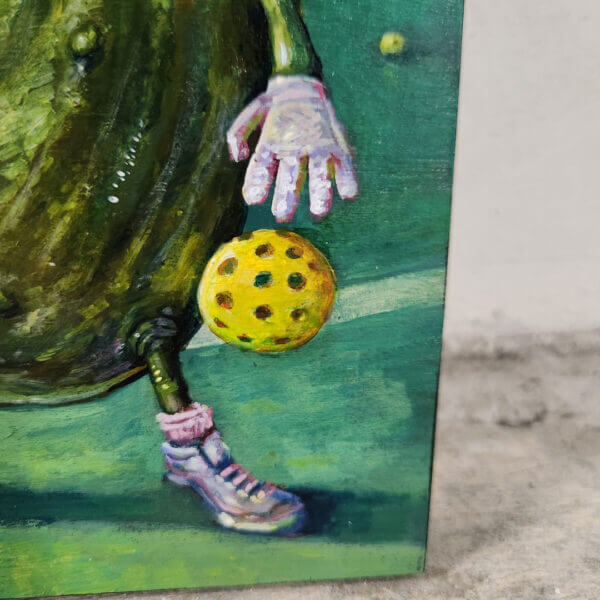 pickleball champ original acrylic painting on wood by matt godwin 5x7 - Buy Art for Sale By Artist - Handmade in South Florida USA