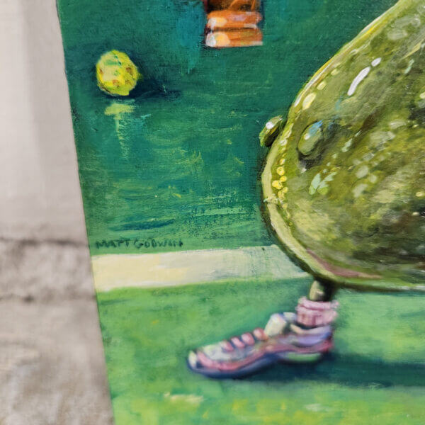 pickleball champ original acrylic painting on wood by matt godwin 5x7 - Buy Art for Sale By Artist - Handmade in South Florida USA