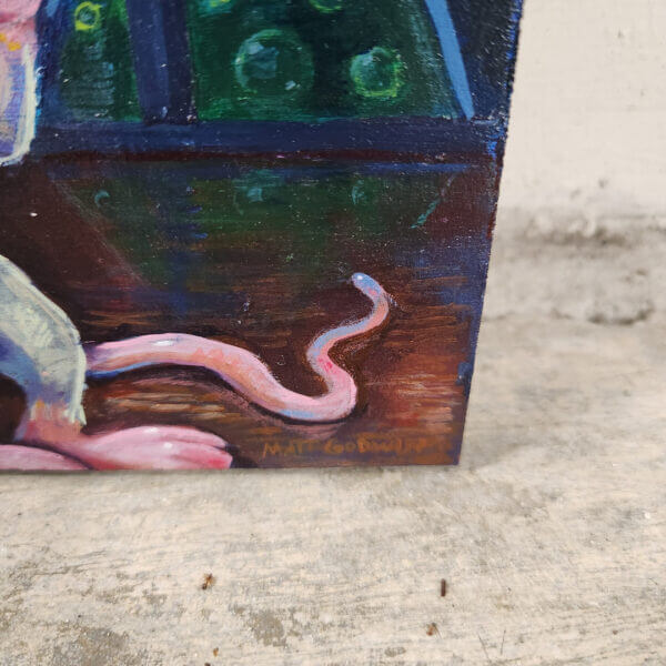 pinky original acrylic painting on wood by matt godwin 5x7 - Buy Art for Sale By Artist - Handmade in South Florida USA