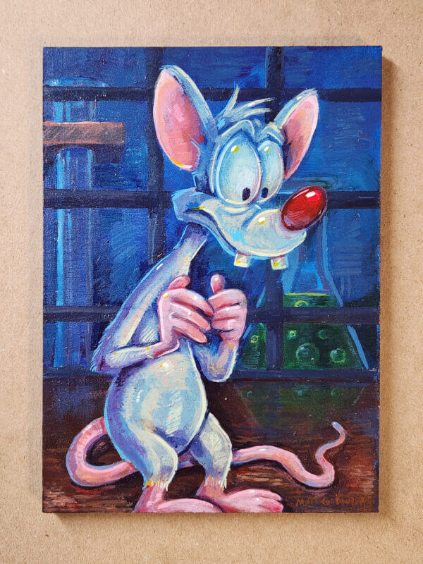 pinky original acrylic painting on wood by matt godwin 5x7 - Buy Art for Sale By Artist - Handmade in South Florida USA