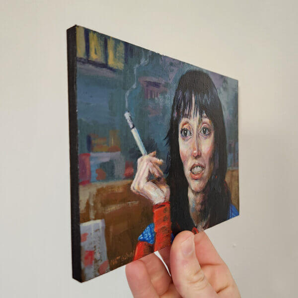 shelley duvall smoking original acrylic painting on wood by matt godwin 5x7 - Buy Art for Sale By Artist - Handmade in South Florida USA