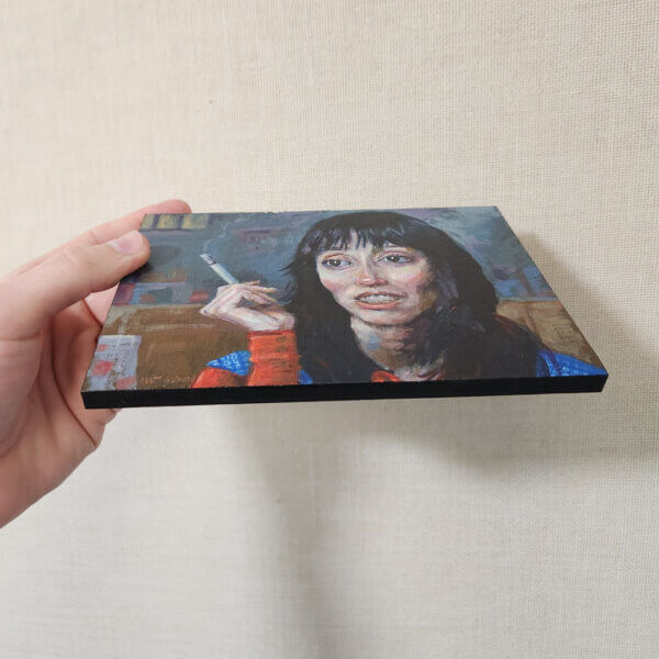 shelley duvall smoking original acrylic painting on wood by matt godwin 5x7 - Buy Art for Sale By Artist - Handmade in South Florida USA