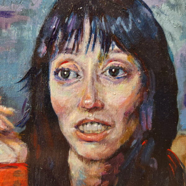 shelley duvall smoking original acrylic painting on wood by matt godwin 5x7 - Buy Art for Sale By Artist - Handmade in South Florida USA