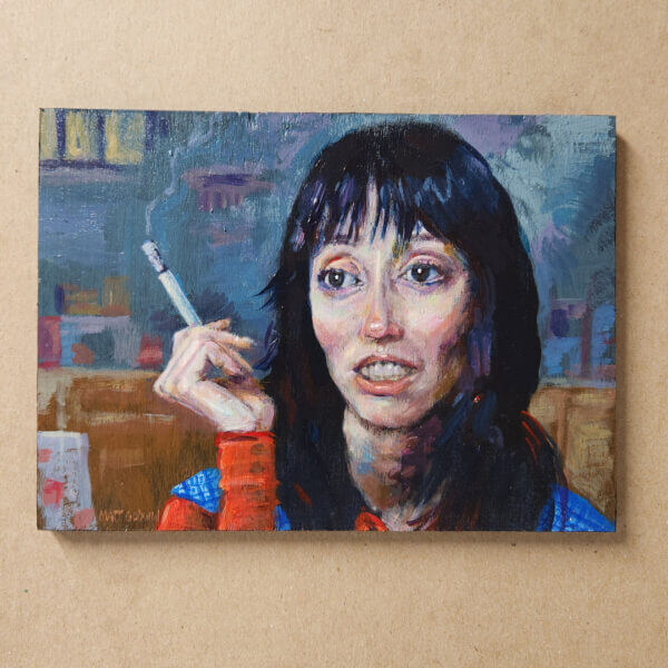 shelley duvall smoking original acrylic painting on wood by matt godwin 5x7 - Buy Art for Sale By Artist - Handmade in South Florida USA