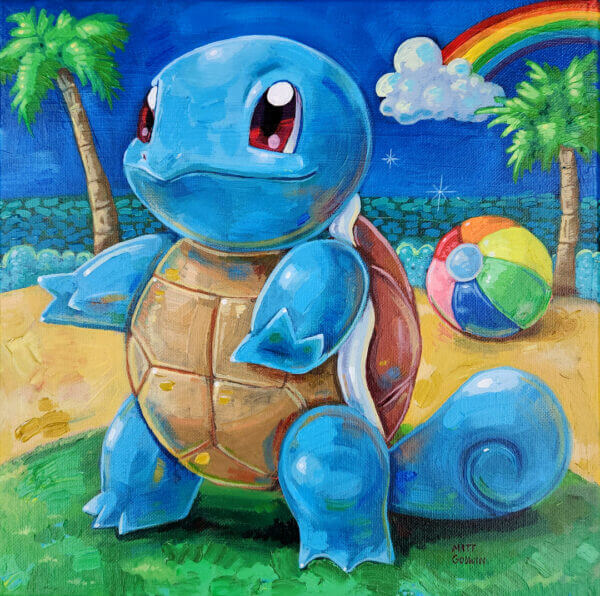 squirtle original acrylic painting on canvas by matt godwin 12x12 - Buy Art for Sale By Artist - Handmade in South Florida USA