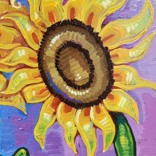 sunflower pair original acrylic painting on canvas by matt godwin 12x12 - Buy Art for Sale By Artist - Handmade in South Florida USA