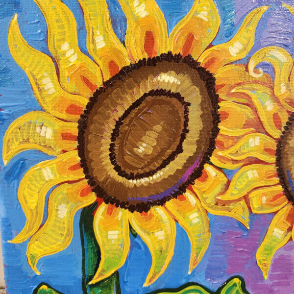 sunflower pair original acrylic painting on canvas by matt godwin 12x12 - Buy Art for Sale By Artist - Handmade in South Florida USA