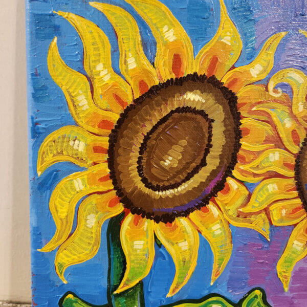 sunflower pair original acrylic painting on canvas by matt godwin 12x12 - Buy Art for Sale By Artist - Handmade in South Florida USA