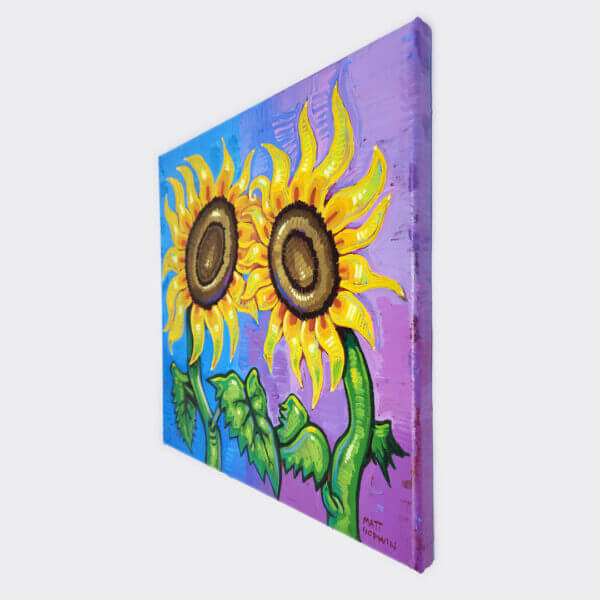 sunflower pair original acrylic painting on canvas by matt godwin 12x12 - Buy Art for Sale By Artist - Handmade in South Florida USA