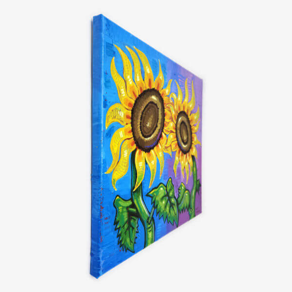 sunflower pair original acrylic painting on canvas by matt godwin 12x12 - Buy Art for Sale By Artist - Handmade in South Florida USA