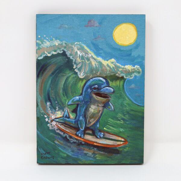 Surfing Dolphin Painting By Matt Godwin