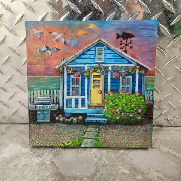 Beach House Original Oil and Acrylic Painting by Matt Godwin South Florida Artist