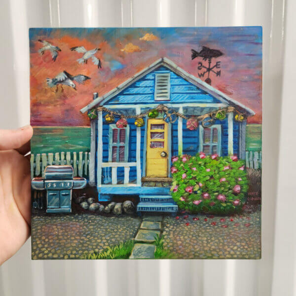 Beach House Original Oil and Acrylic Painting by Matt Godwin South Florida Artist