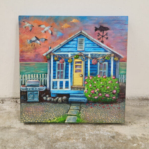 Beach House Original Oil and Acrylic Painting by Matt Godwin South Florida Artist