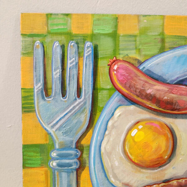 Original Breakfast Painting of Eggs Bacon and Sausage by Matt Godwin