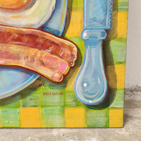 Original Breakfast Painting of Eggs Bacon and Sausage by Matt Godwin