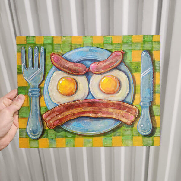 Original Breakfast Painting of Eggs Bacon and Sausage by Matt Godwin