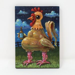 Rooster With Beer, 5"x7"