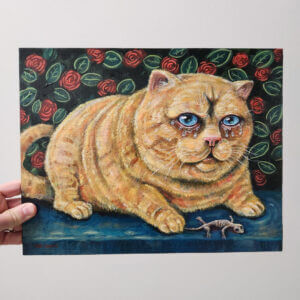 Sad Cat with Broken Toy, 11″x14″