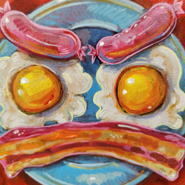 Breakfast art painting of bacon eggs and sausage by Matt Godwin handmade one of a kind original_5