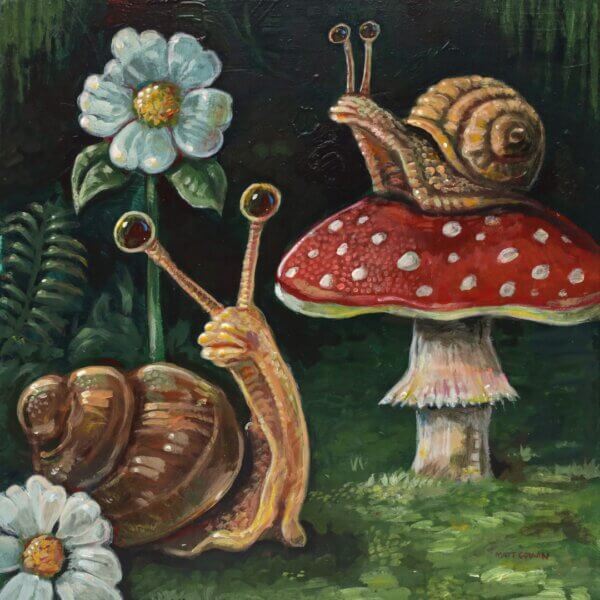 Mushroom Snails, 8"x8"