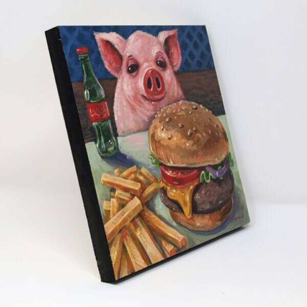 Pig Having A Burger Painting By Matt Godwin