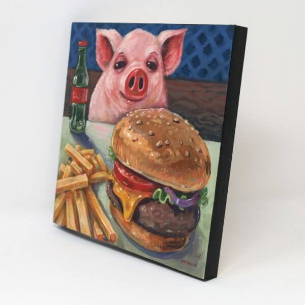 Pig Having A Burger Painting By Matt Godwin