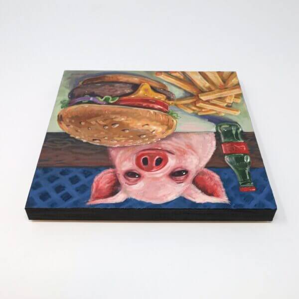 Pig Having A Burger Painting By Matt Godwin