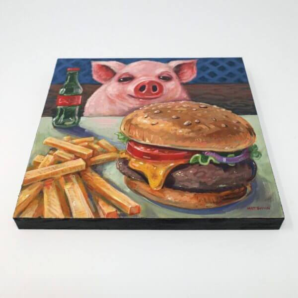 Pig Having A Burger Painting By Matt Godwin