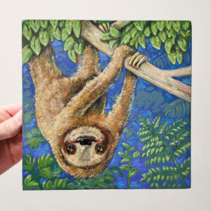 Sloth, Hanging Out, 8"x8"