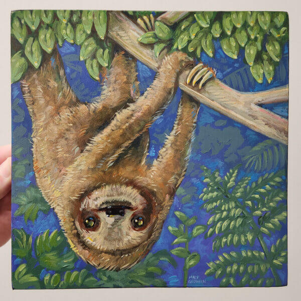 Sloth painting original acrylic art by Florida Artist Matt Godwin