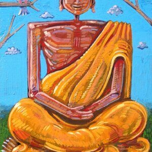 Buddha With Dove Painting by Matt Godwin