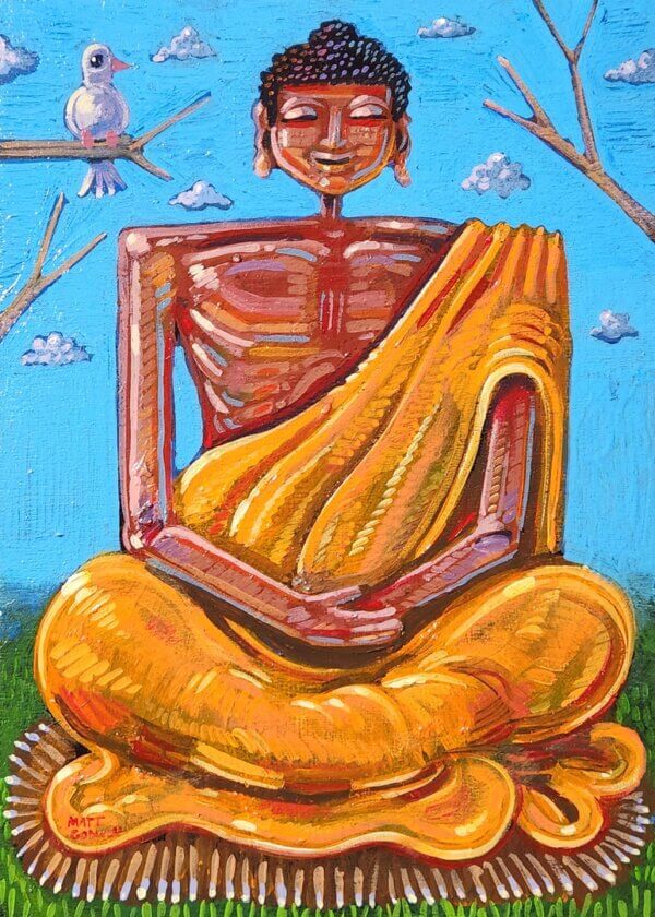 Buddha With Dove Painting by Matt Godwin