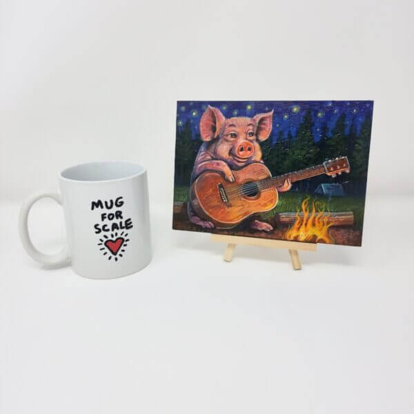 Campfire Guitar Pig Original Painting by Matt Godwin