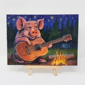 Campfire Guitar Pig, 7"x5"