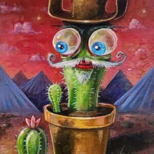 Cowboy Cactus Painting by Matt Godwin