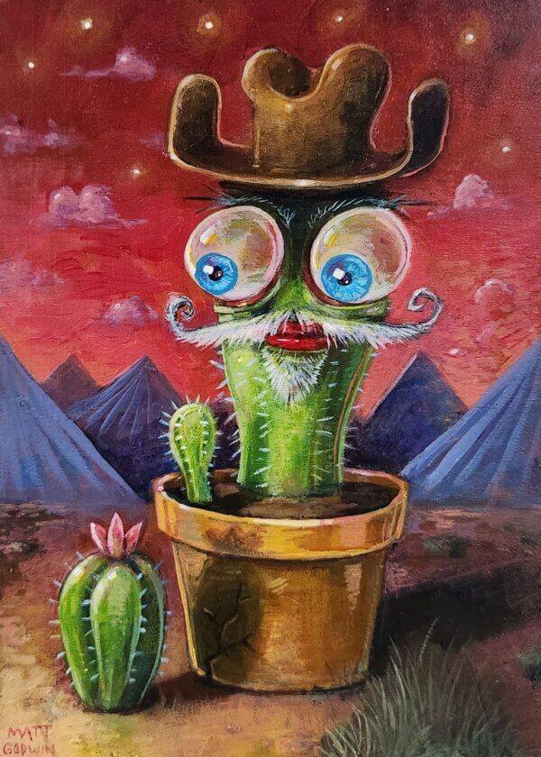 Cowboy Cactus Painting by Matt Godwin