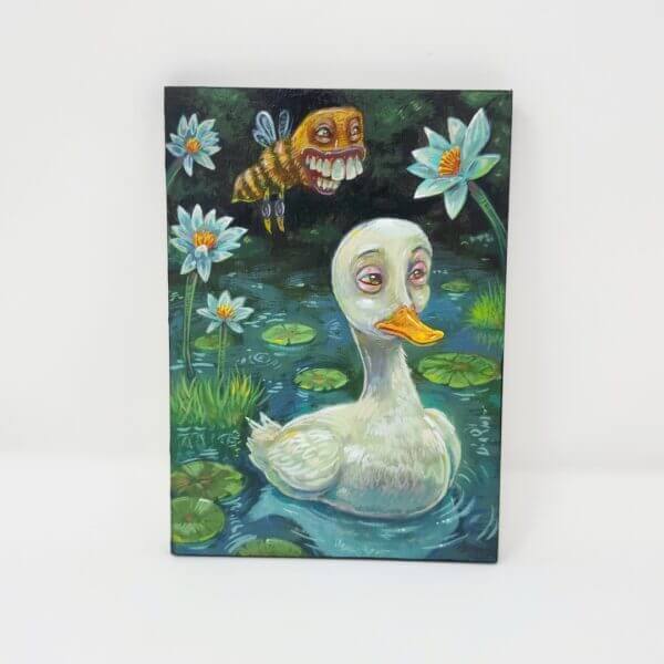 Duck With Bee Friend Original Painting by Matt Godwin