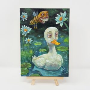 Duck With Bee Friend, 5"x7"